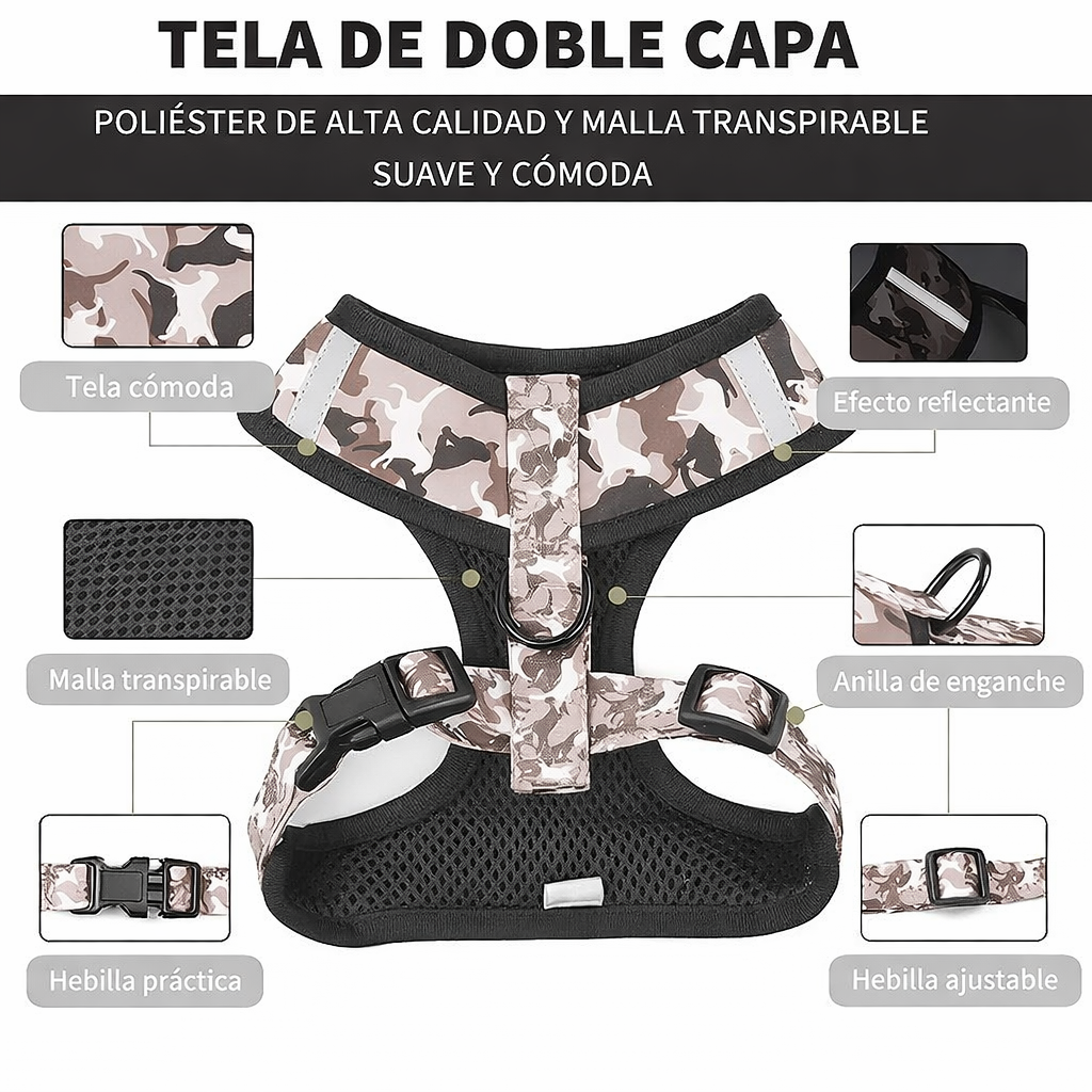 CORREA CON PECHERA Y BOLSO PARA PERRO