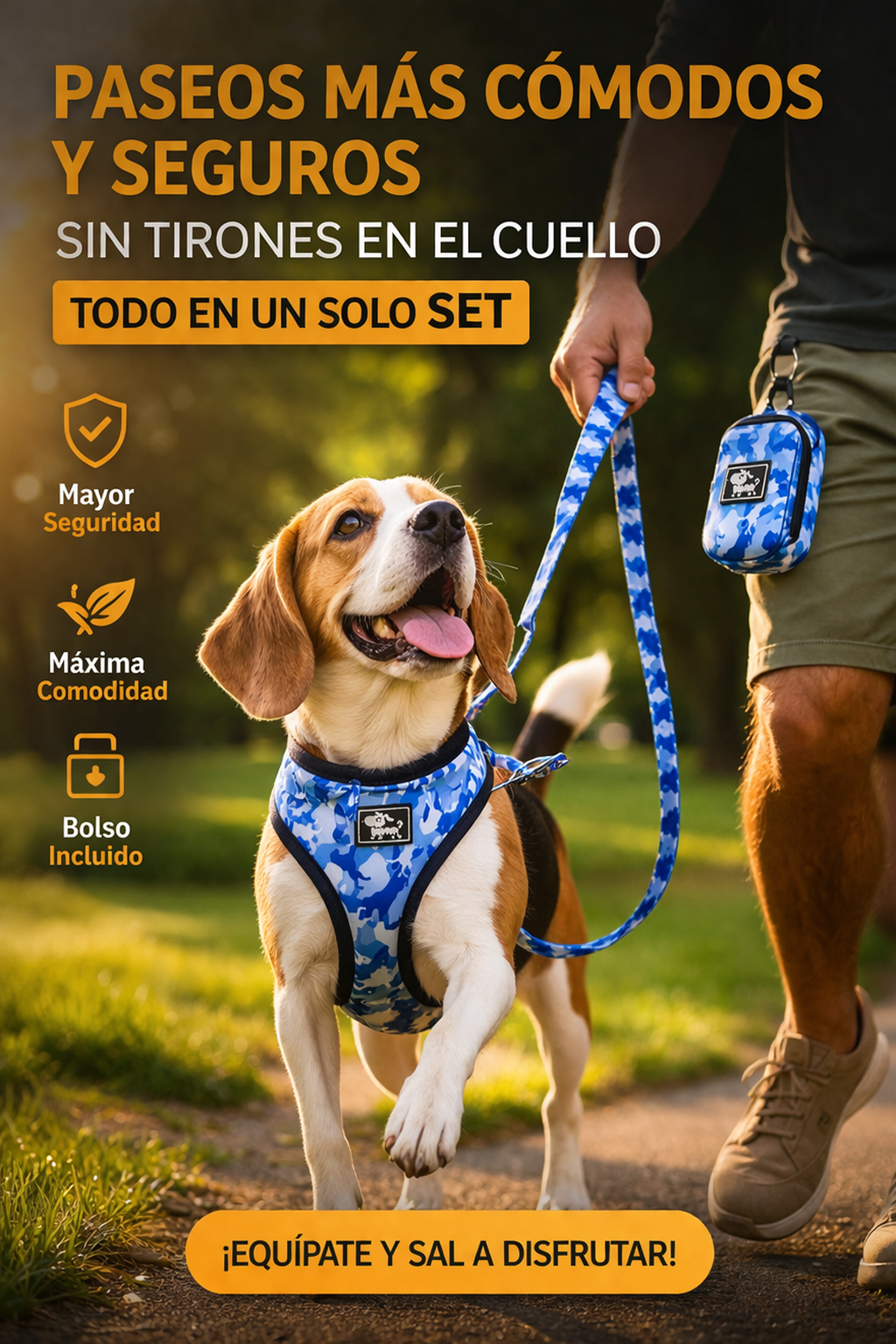 CORREA CON PECHERA Y BOLSO PARA PERRO