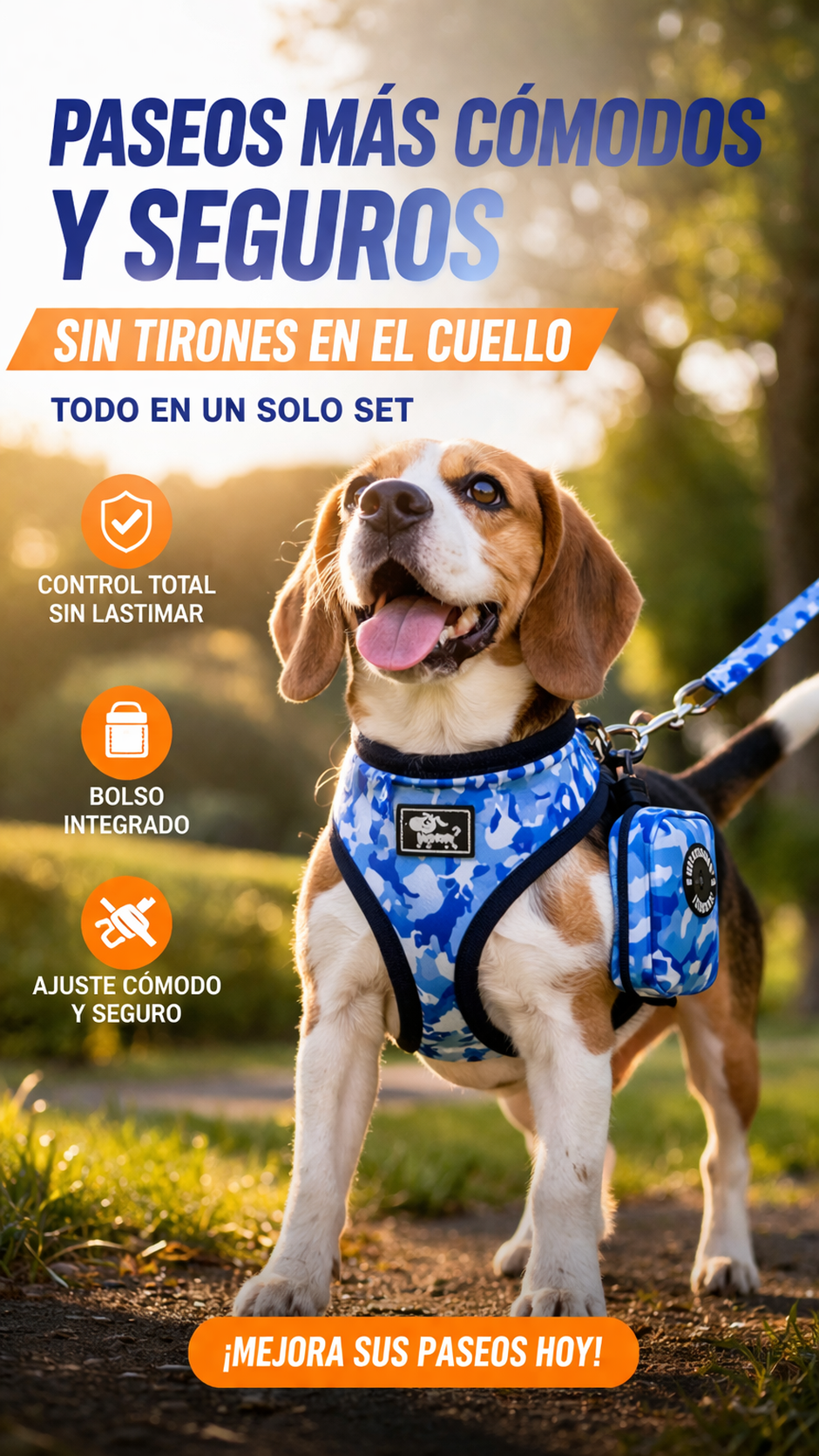 CORREA CON PECHERA Y BOLSO PARA PERRO